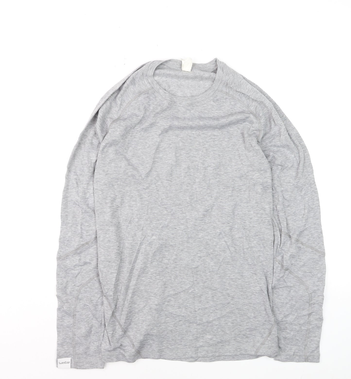Oxylane Men's Grey Long Sleeve Polyester Top XL Regular Fit