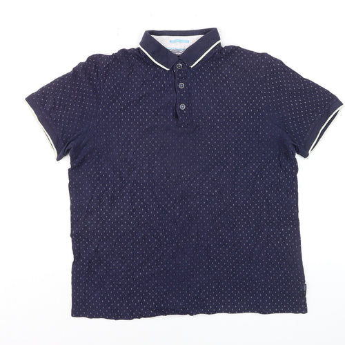 Ted Baker Men's Blue L Geometric Cotton Polo Shirt