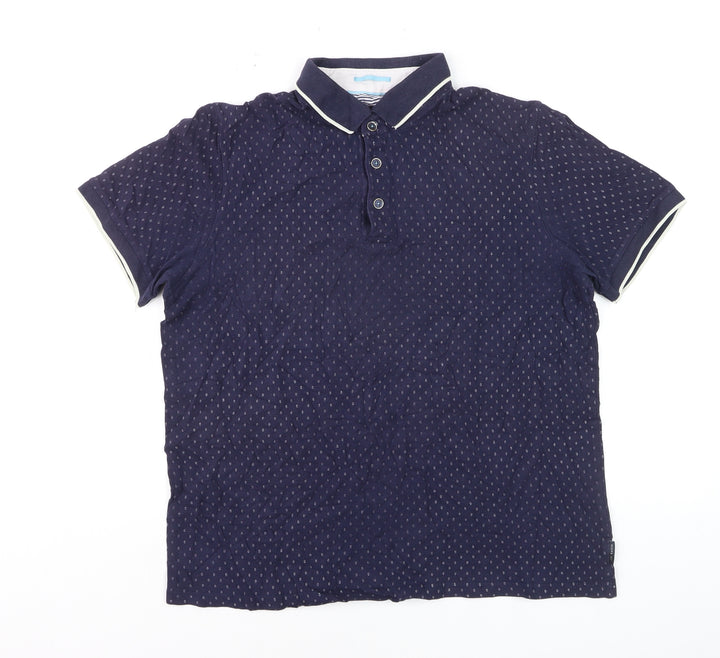 Ted Baker Men's Blue L Geometric Cotton Polo Shirt