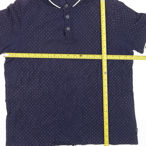 Ted Baker Men's Blue L Geometric Cotton Polo Shirt