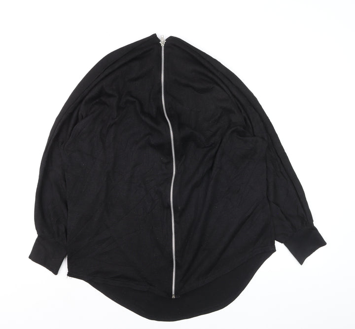 Select Women’s Black Zip Front Kimono Sleeve Blouse Size 14