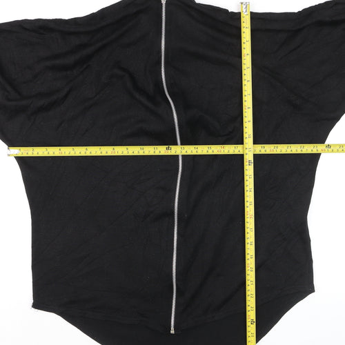 Select Women’s Black Zip Front Kimono Sleeve Blouse Size 14
