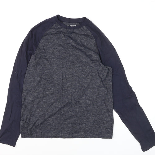 Tu Clothing Men's Blue Long Sleeve Raglan Cotton Top Size S