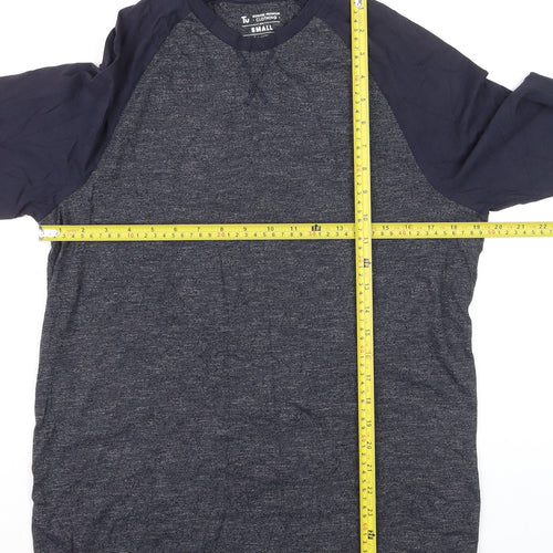 Tu Clothing Men's Blue Long Sleeve Raglan Cotton Top Size S