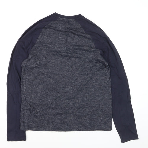 Tu Clothing Men's Blue Long Sleeve Raglan Cotton Top Size S