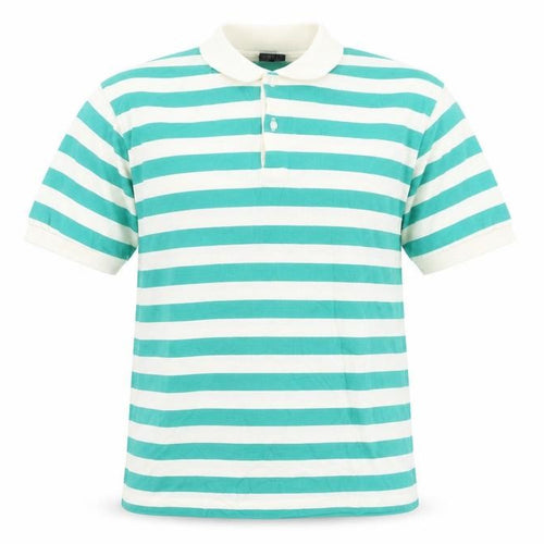 Tour de France Men's Green Striped Cotton Short Sleeve Polo Shirt M
