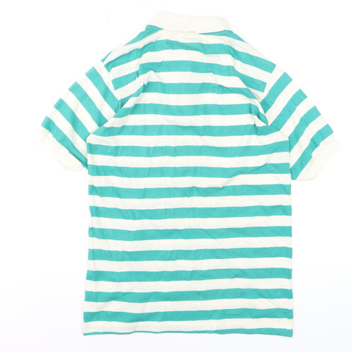 Tour de France Men's Green Striped Cotton Short Sleeve Polo Shirt M