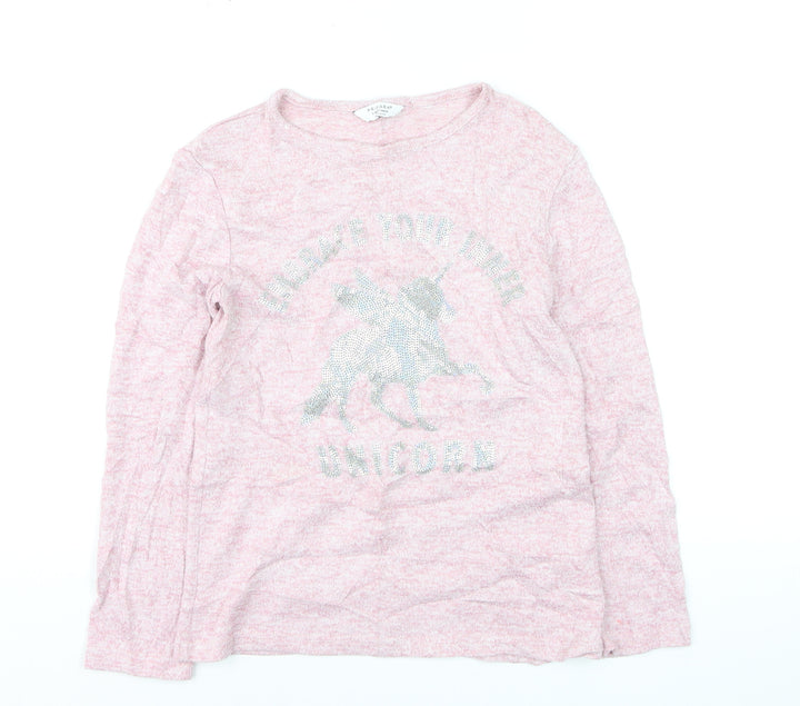 Primark Girls Pink Unicorn Pullover Jumper Long Sleeve 9-10 Years