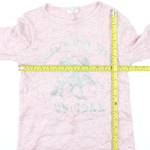 Primark Girls Pink Unicorn Pullover Jumper Long Sleeve 9-10 Years