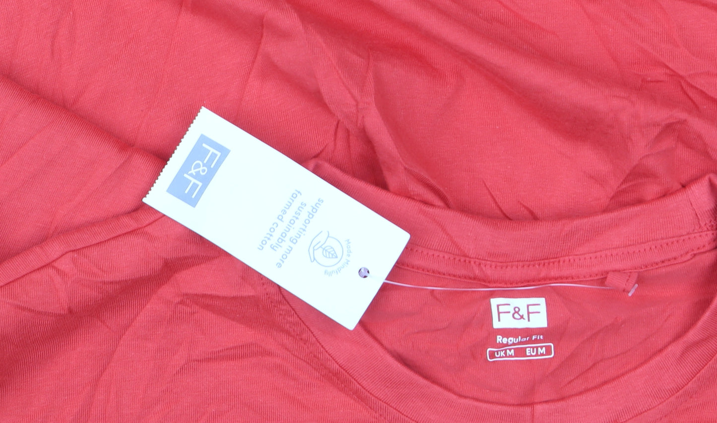F&F Mens Red England Team Cotton Regular Fit T-Shirt Size M