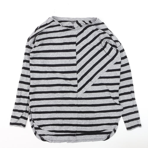 Warehouse Women’s Grey Striped Long Sleeve Pullover Jumper Size 10