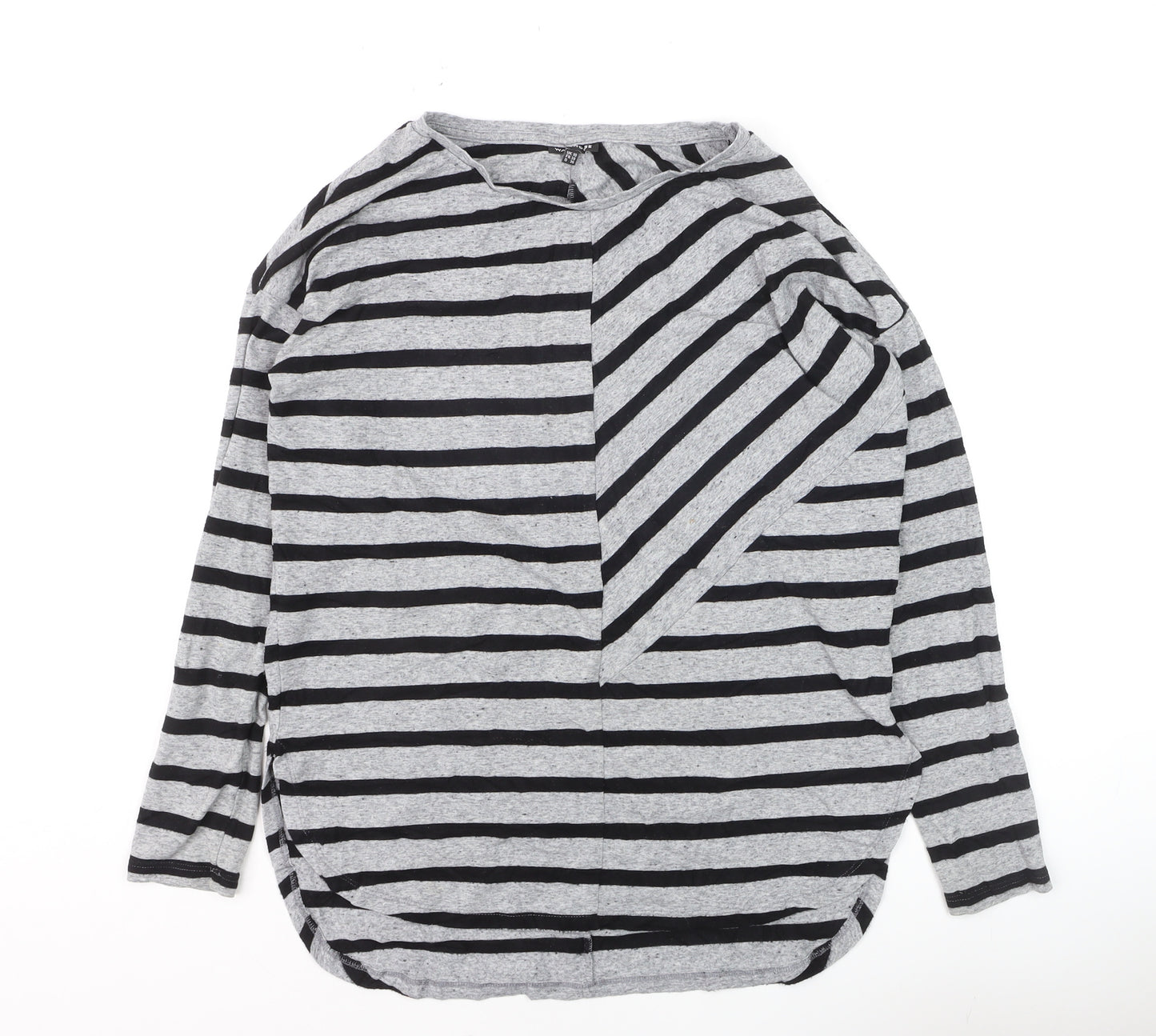 Warehouse Women’s Grey Striped Long Sleeve Pullover Jumper Size 10