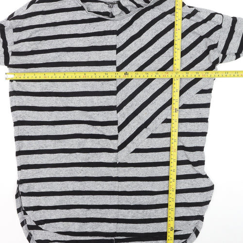Warehouse Women’s Grey Striped Long Sleeve Pullover Jumper Size 10