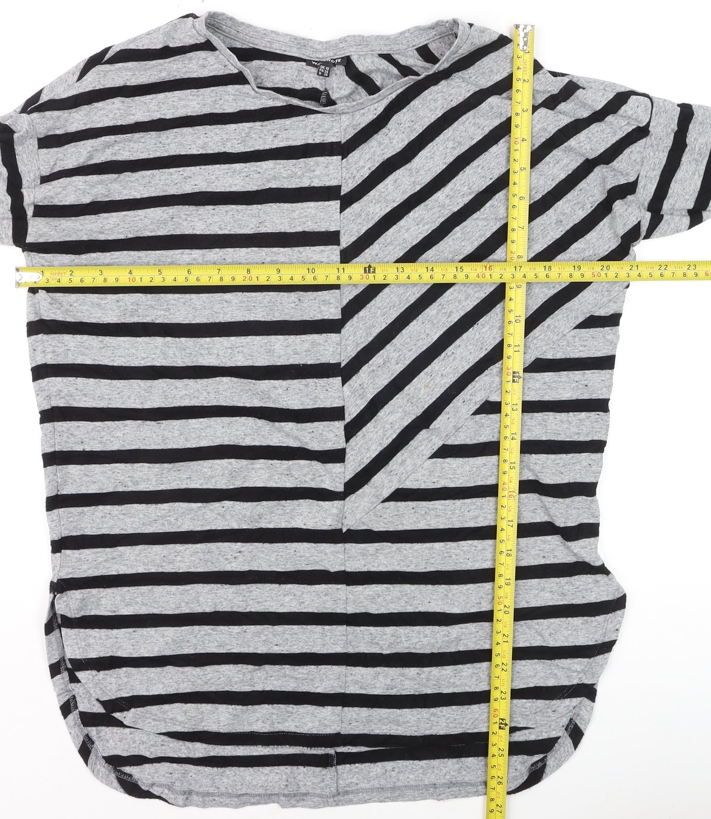 Warehouse Women’s Grey Striped Long Sleeve Pullover Jumper Size 10