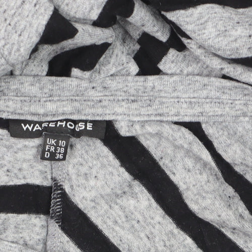 Warehouse Women’s Grey Striped Long Sleeve Pullover Jumper Size 10