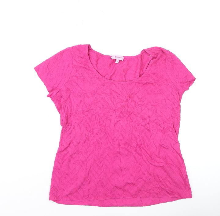 Marks and Spencer Per Una Women’s Pink Size 14 Scoop Neck Jersey T-Shirt