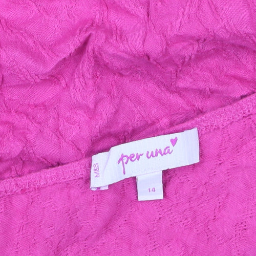 Marks and Spencer Per Una Women’s Pink Size 14 Scoop Neck Jersey T-Shirt