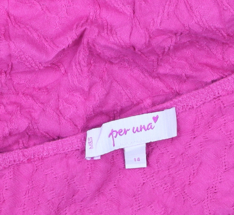 Marks and Spencer Per Una Women’s Pink Size 14 Scoop Neck Jersey T-Shirt