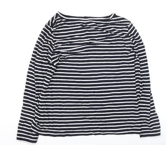 ASOS Women’s Navy White Striped Boat Neck Long Sleeve Top UK 16