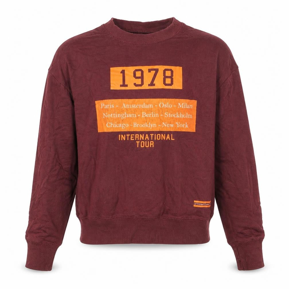 Pull&Bear Men's Red XS Crew Neck Graphic Pullover Jumper