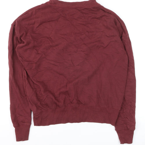 Pull & Bear Men's Red XS Crew Neck Graphic Pullover Jumper