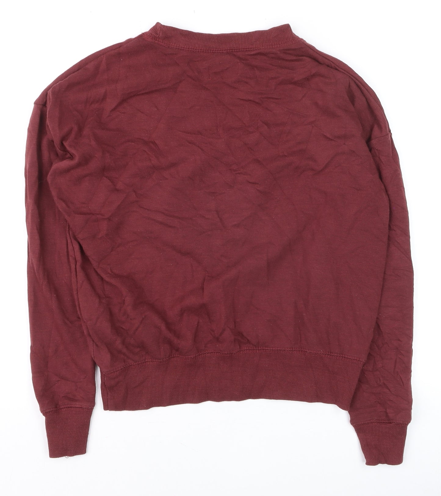 Pull & Bear Men's Red XS Crew Neck Graphic Pullover Jumper