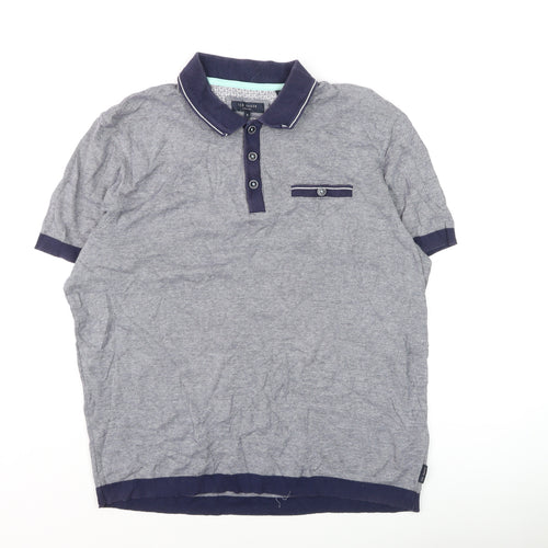 Ted Baker Men’s Grey Cotton Short Sleeve Polo Shirt Size L