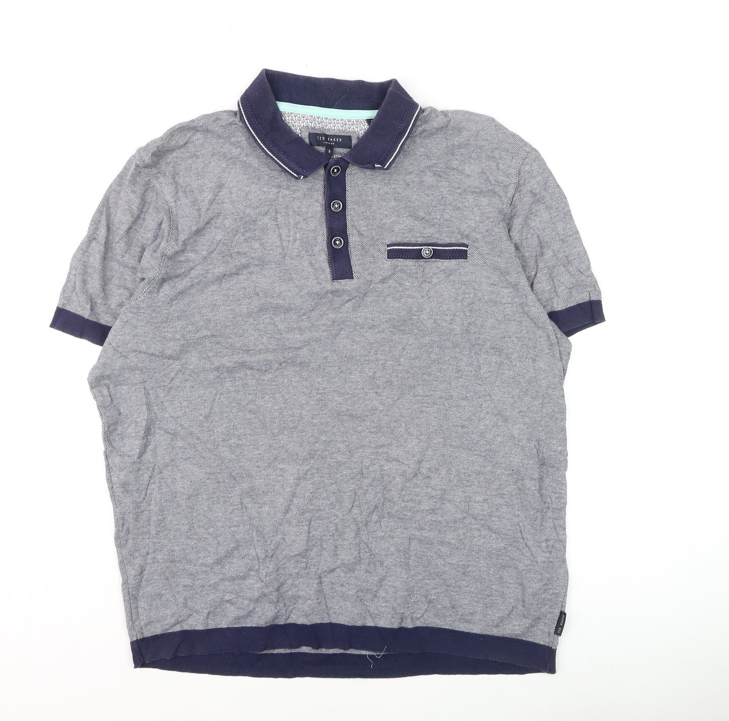 Ted Baker Men’s Grey Cotton Short Sleeve Polo Shirt Size L