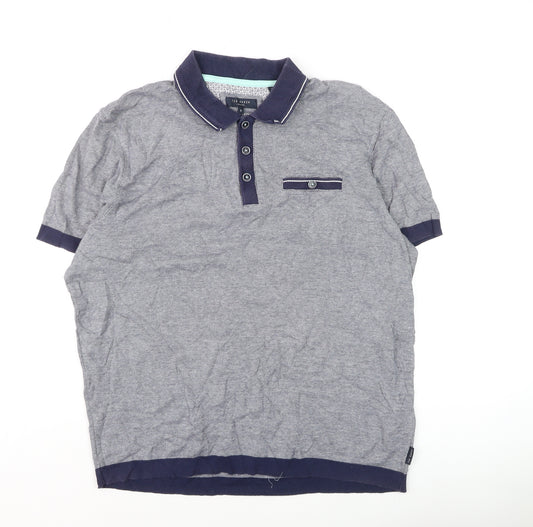 Ted Baker Men’s Grey Cotton Short Sleeve Polo Shirt Size L
