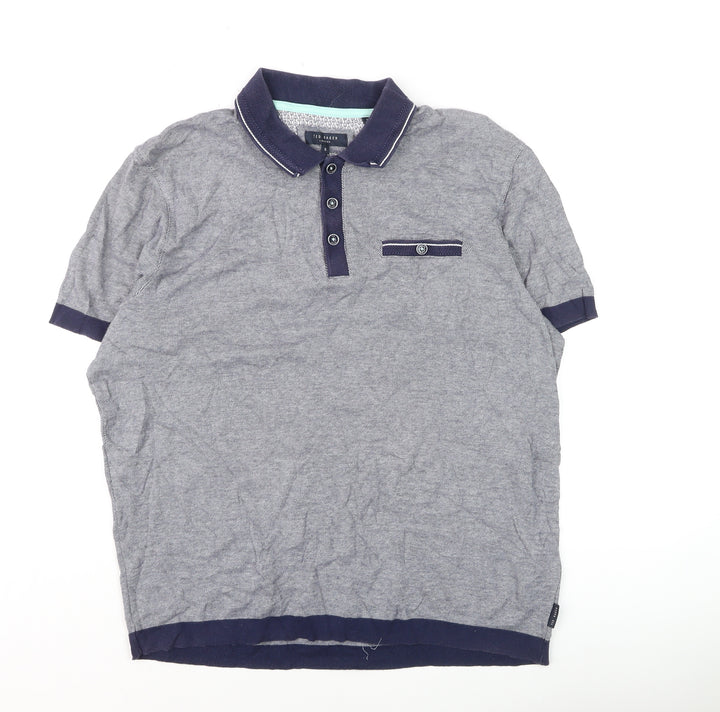 Ted Baker Men’s Grey Cotton Short Sleeve Polo Shirt Size L