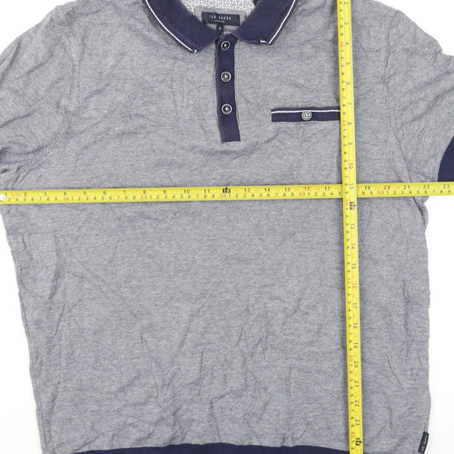 Ted Baker Men’s Grey Cotton Short Sleeve Polo Shirt Size L