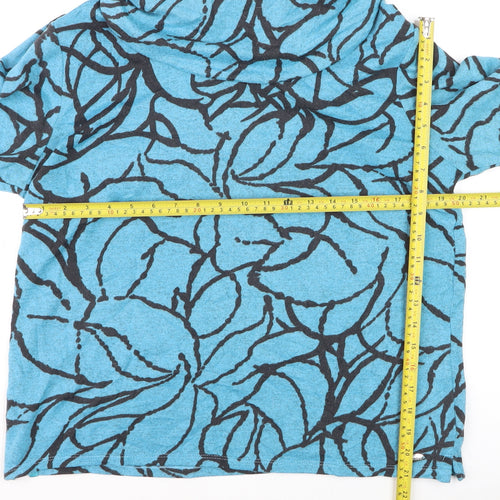 TIGI Womens Blue Floral Cowl Neck 3/4 Sleeve Pullover Jumper Size M