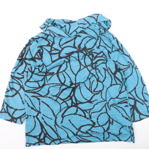 TIGI Womens Blue Floral Cowl Neck 3/4 Sleeve Pullover Jumper Size M