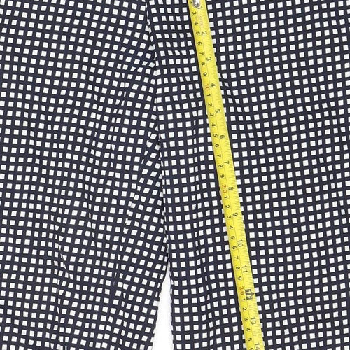 Mango Women Black Checked Cropped Wide-Leg Trousers Size S