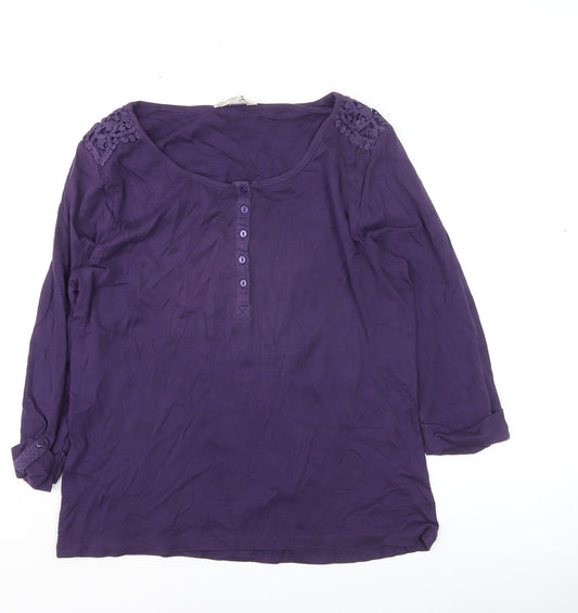 M&Co Women’s Purple 3/4 Sleeve Cotton Blouse Size 18