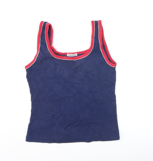 Moto Womens Blue Red Trim Cotton Tank Top Size M