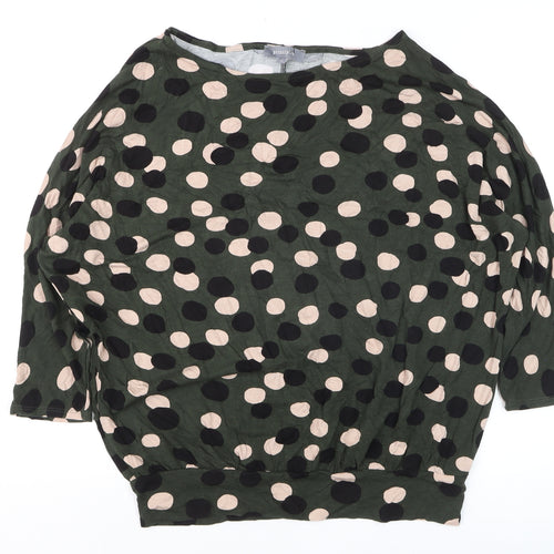 Principles Women’s Green Polka Dot 3/4 Sleeve Pullover Jumper Size 10