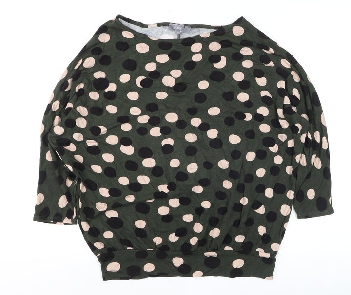 Principles Women’s Green Polka Dot 3/4 Sleeve Pullover Jumper Size 10
