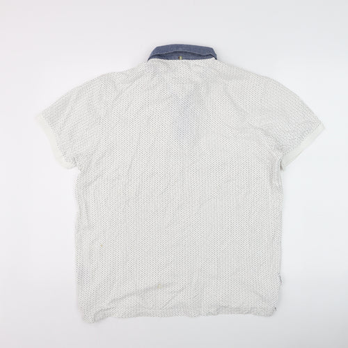 Soviet Men’s White Polka Dot Polo Shirt XL Button-Down Collar