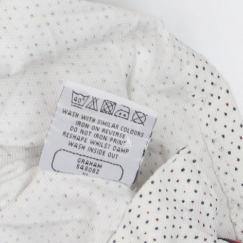 Soviet Men’s White Polka Dot Polo Shirt XL Button-Down Collar