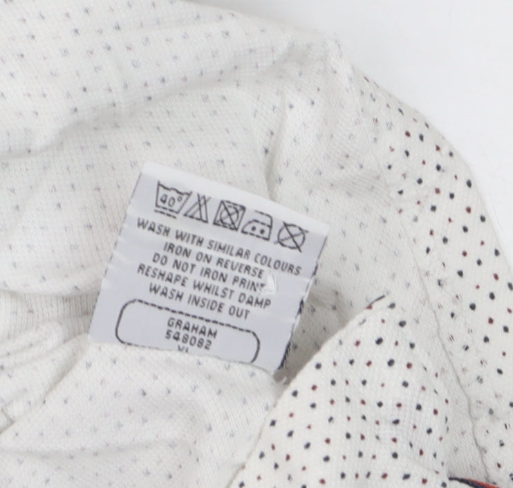 Soviet Men’s White Polka Dot Polo Shirt XL Button-Down Collar