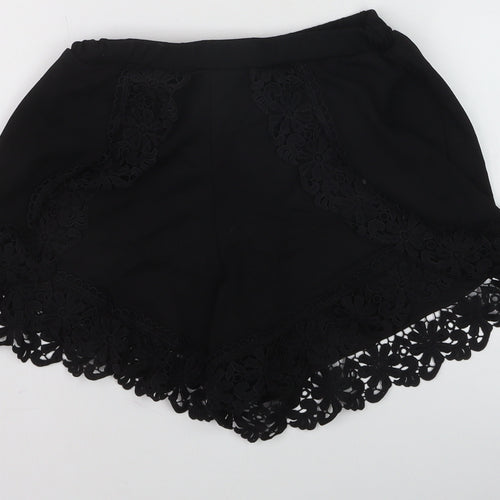 Boohoo Women’s Black Lace Trim Casual Shorts Size 8