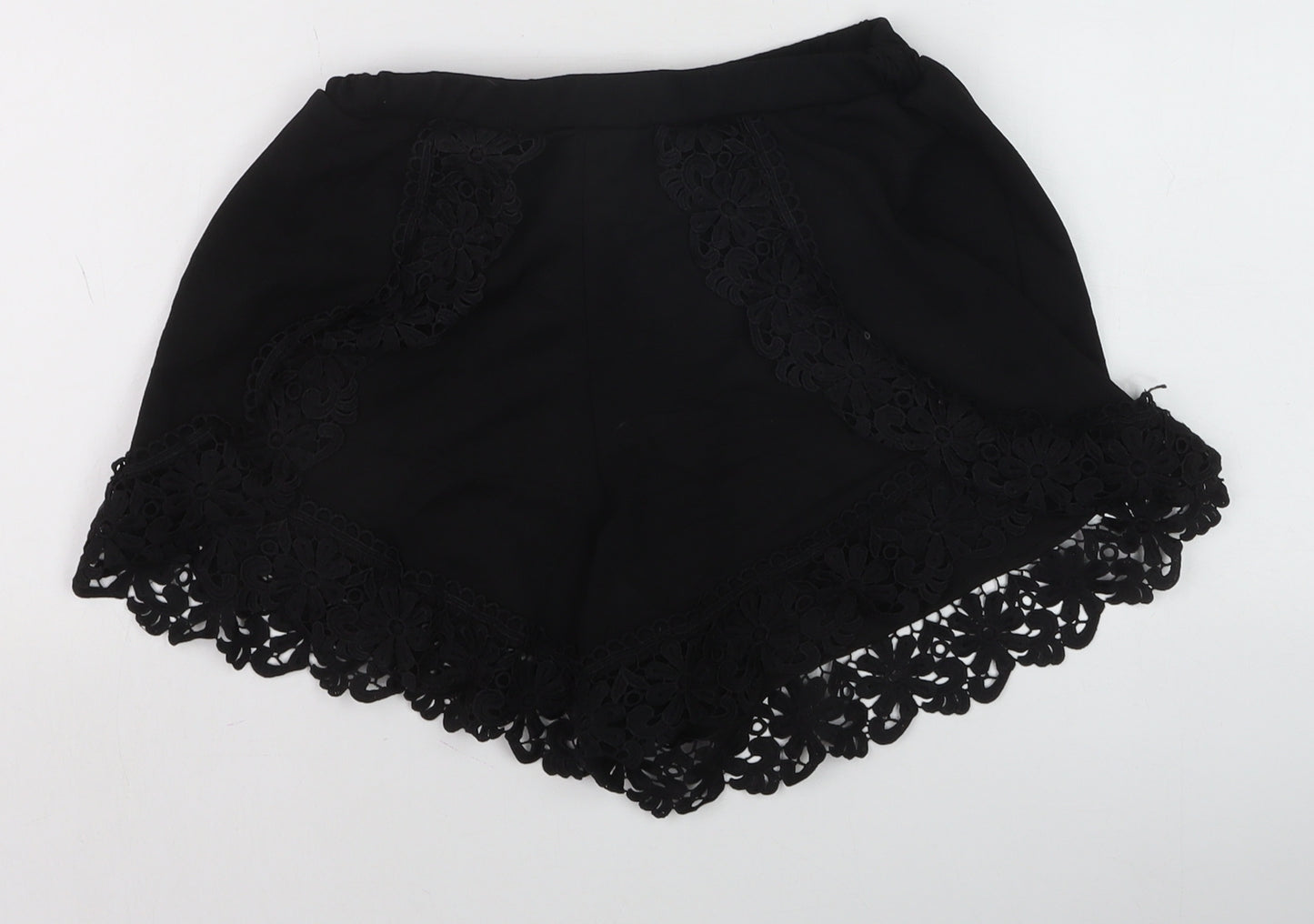 Boohoo Women’s Black Lace Trim Casual Shorts Size 8