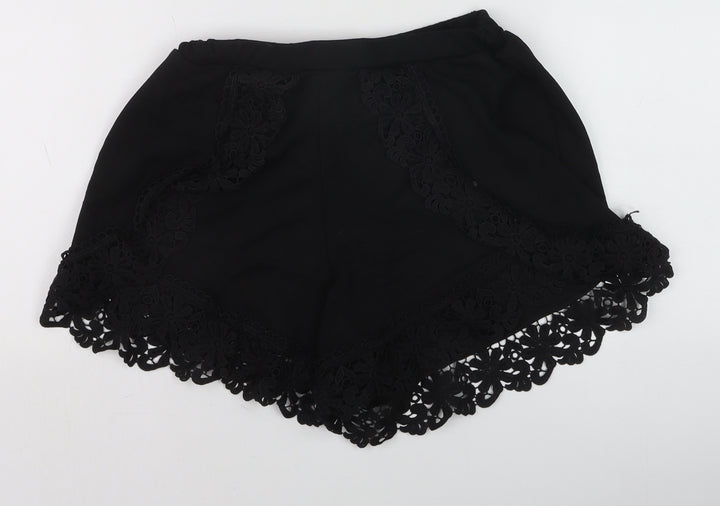 Boohoo Women’s Black Lace Trim Casual Shorts Size 8