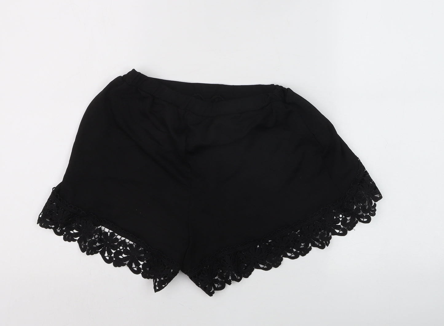 Boohoo Women’s Black Lace Trim Casual Shorts Size 8