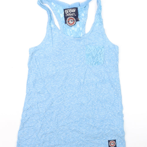 Superdry Women Blue Racerback Lace Tank Top XS