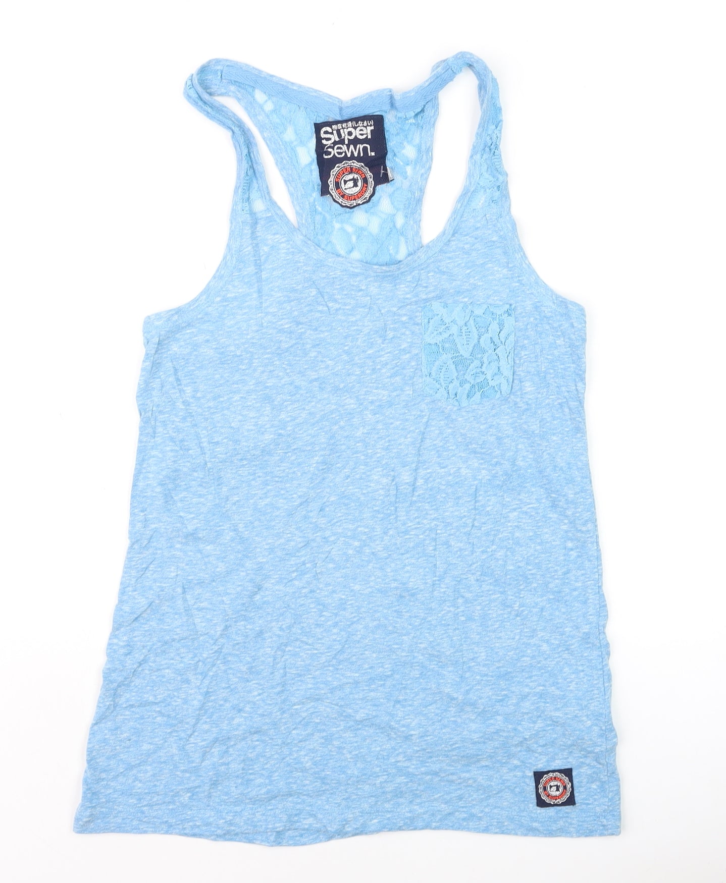 Superdry Women Blue Racerback Lace Tank Top XS
