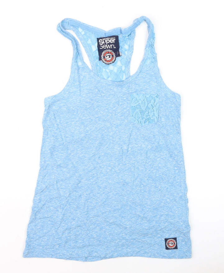 Superdry Women Blue Racerback Lace Tank Top XS