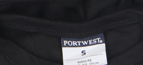 Portwest Women's Black Long Sleeve Basic Crew Neck T-Shirt Size S