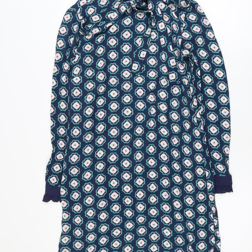 Marks and Spencer Women’s Blue Floral Shift Dress Size 8 Long Sleeve
